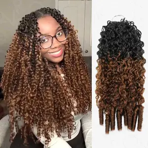 QVR #T1B/30 Feather Crochet Human Hair Burmese Curly Machine Made Crochet Weave Hair Extensions for Volume and Length