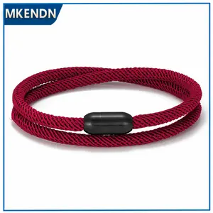 Men's Nautical Double Strand Rope Bracelet With Black Stainless Steel Magnet Buckle Attractive Lover's Couple Jewelry