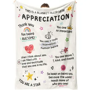 Appreciation Blanket, Thank You Gifts for Women Men Friend, Bosses Appreciation Gifts for Employee Coworker Teacher Counselor Paraprofessional Volunteer, Inspirational Gift, Printed on One Side with a Plain White Back, Halloween Thanksgiving Christmas Gif