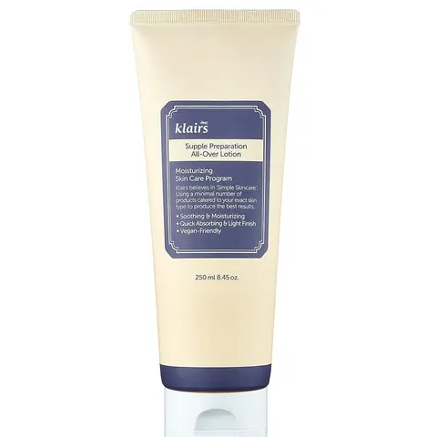 [DearKlairs] Supple Preparation All-Over Lotion 250ml - Lightweight, Mild Moisturizer for Sensitive Skin - Vegan, Cruelty-Free, Soothing, Moisturizing Formula, Moisture