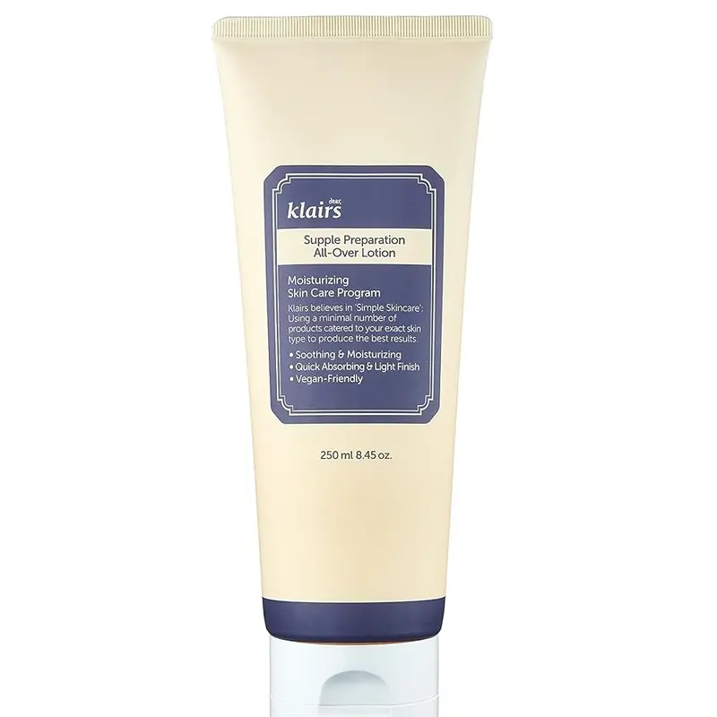[DearKlairs] Supple Preparation All-Over Lotion 250ml - Lightweight, Mild Moisturizer for Sensitive Skin - Vegan, Cruelty-Free, Soothing, Moisturizing Formula, Moisture