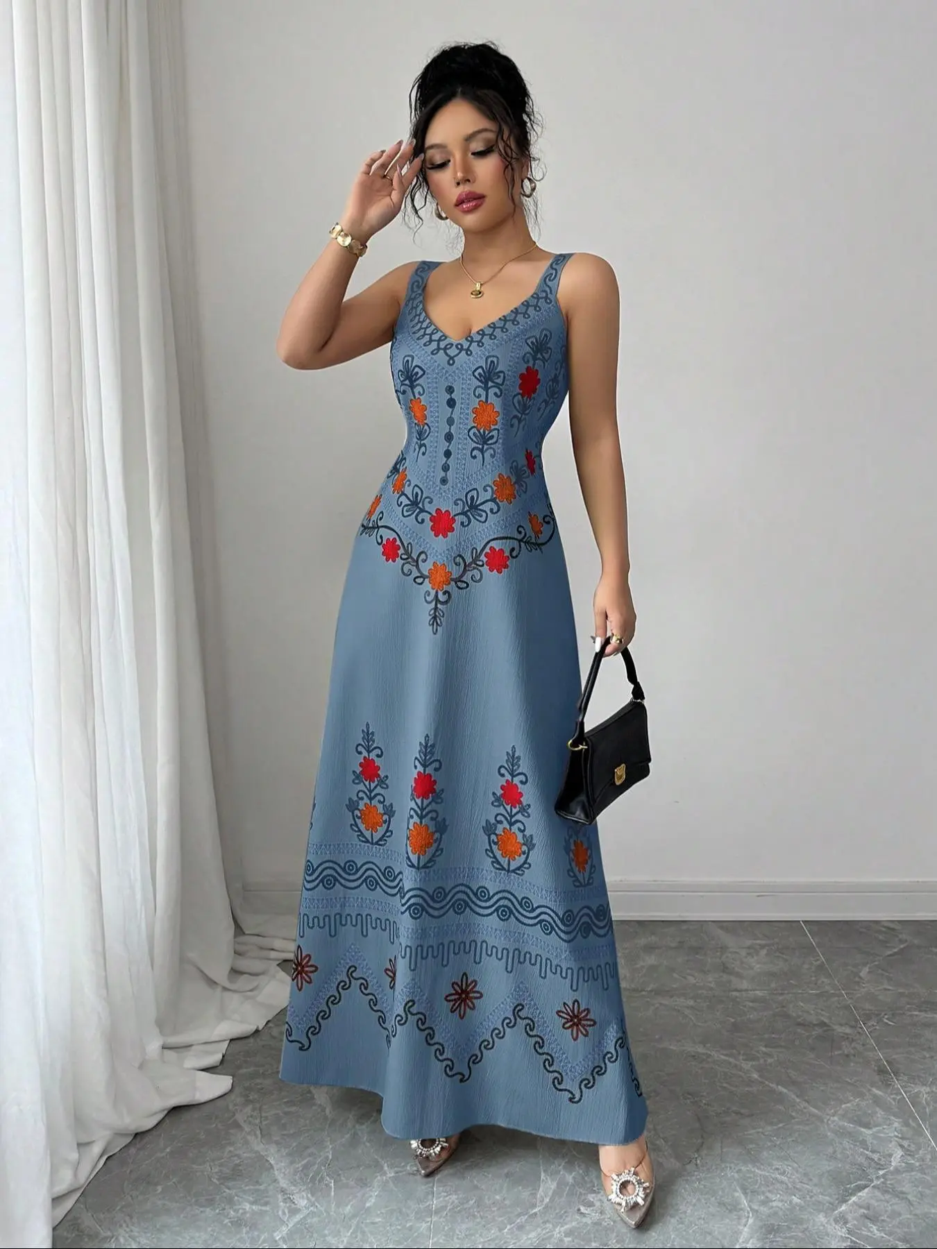 fashion loose long dress woman Stripe Loose Big Size Maxi Size Dresses Summer Plus Sizes Women Clothes Q3015 Gray
