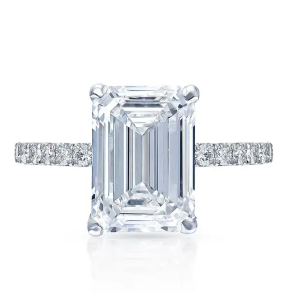 JZ63 4CT Sterling Silver Emerald cut Moissanite Diamond Rings