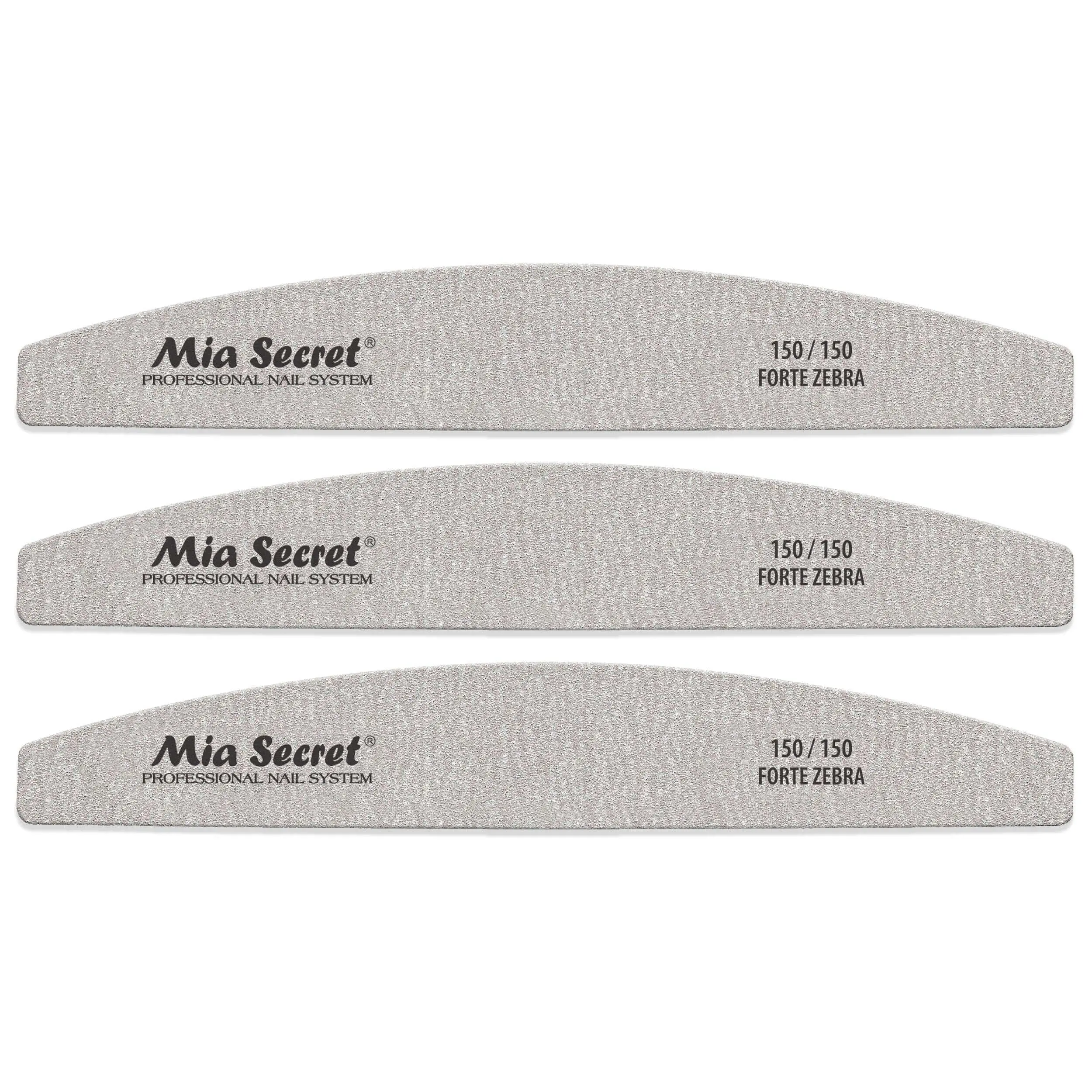 Mia Secret Forte Zebra Nail File for Shaping & Smoothing, 150/150 Grit Double-Sided Half-Moon Emery Board, Professional Nail Care Tool