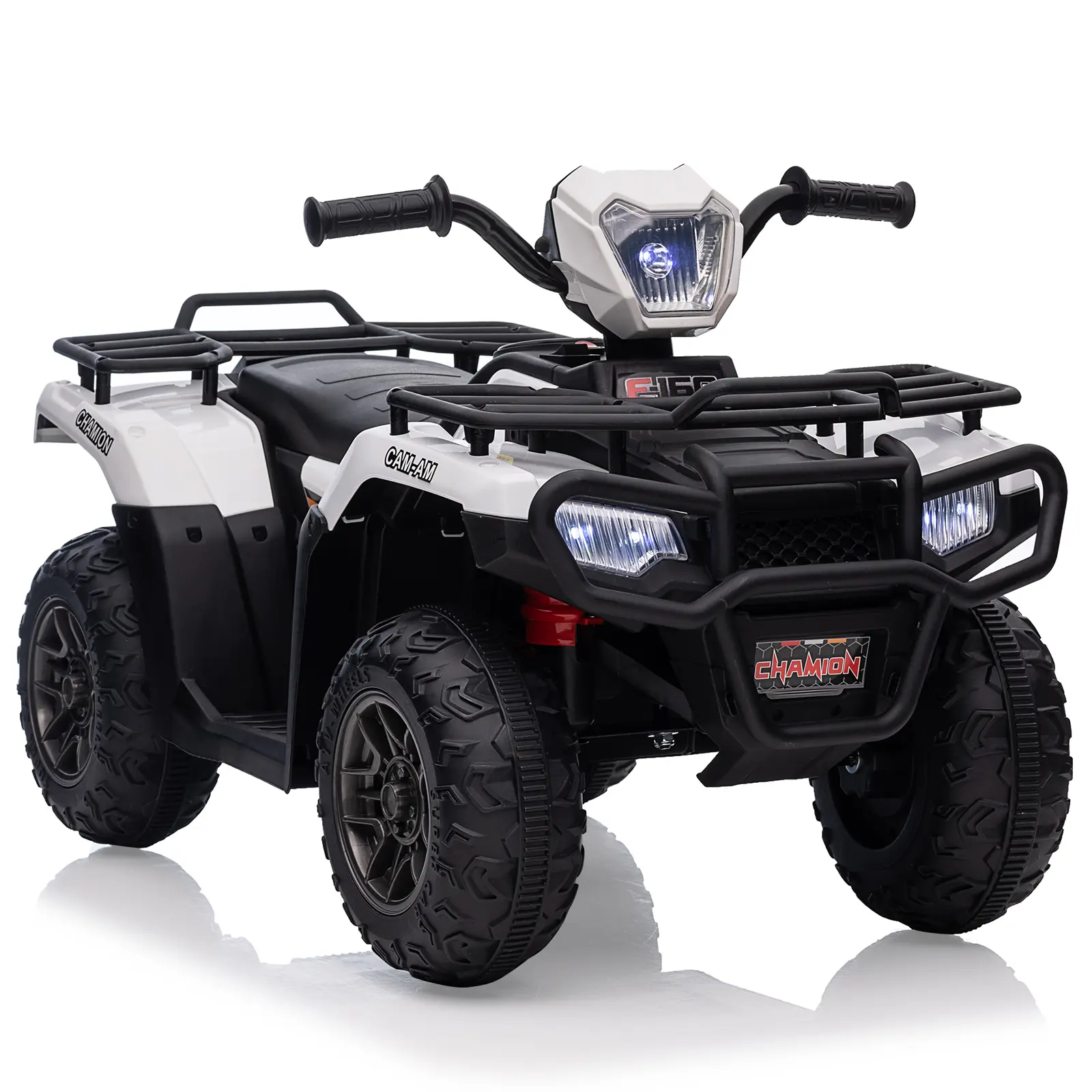 Safe 12V/6V Kids Electric Ride-On ATV – 4-Wheeler Battery Quad Car with One-Button Start, LED Lights, Music, USB, Dual Speed 1.5-2.2mph – Outdoor Electric Ride-On Gift for Boys & Girls – Black