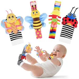 Baby Toys 0-6 Months-Baby Rattles Toy Wrist Rattle Socks and Foot Finder Set Infant Newborn Boys and Girls Essentials Ideal Sensory Toys Shower Gifts for Babies 0-12 Months