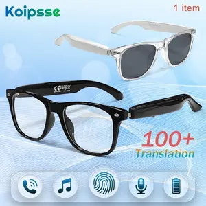 KOIPSSE smart glasses, Wireless audio glasses, with translation-enabled, Bluetooth wireless music playback, call answering, dual touch controls for volume adjustment, suitable for indoor and outdoor use, Multifunctional smart glasses