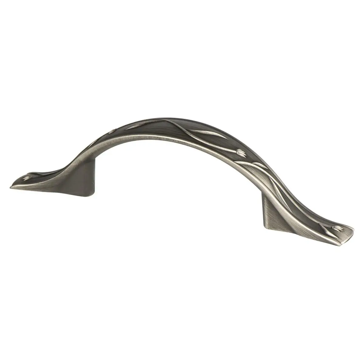 Berenson 4135-1VTN-P Nature Inspired Art Nouveau Leaf Single Pull Door Handle, 3 x 3.5 in. CC, 1-1/4 in. Vintage Nickel, Simple Designs, Door Handles
