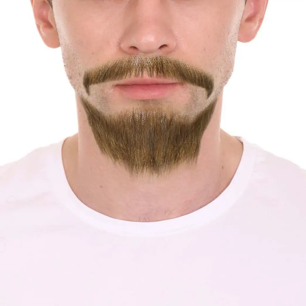 Adult Men’s Goatee Beard Set in Brown Perfect for Cosplay Looks, Flame-retardant Synthetic Fiber