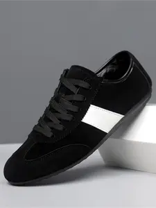 2026 new spring and summer men's casual shoes, flat heel retro German training style with side stripes, daily shopping spring and autumn PU leather casual sneakers, flat shoes