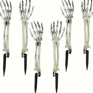 Halloween Skeleton Hand Bones, 2pcs Plastic Yard Stake Decorations, Left & Right Hand Design, Perfect for Outdoor Party Displays