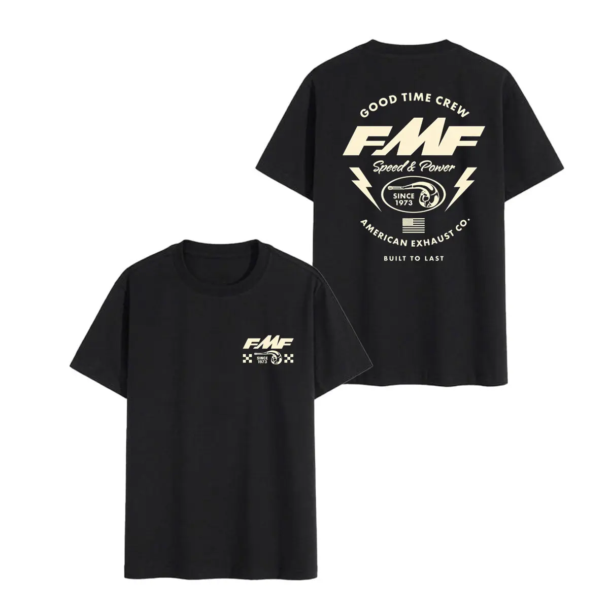 FMF Speed & Power T-Shirt, Vintage Motocross Graphic Tee for Men, Dirt Bike Racing Shirt, Off Road Motorcycle Apparel, Front & Back Print Tee
