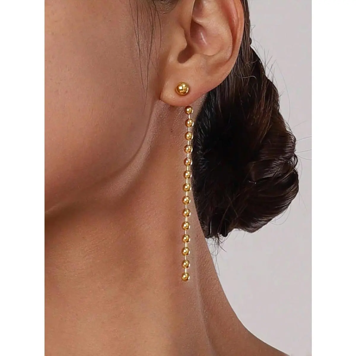 Women's Minimalist Gold Bead Dainty Stud Earrings - Stainless Steel Gold-Plated Jewelry, Retro-Modern Elements, Simple Design for Daily, Business Wear, Dainty Earrings, Stud Earrings Jewelry