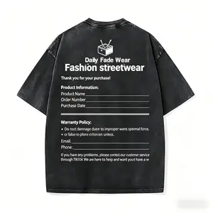 Trendy washed short-sleeve crew neck casual streetwear T-shirt, apparel, comes with online product warranty card
