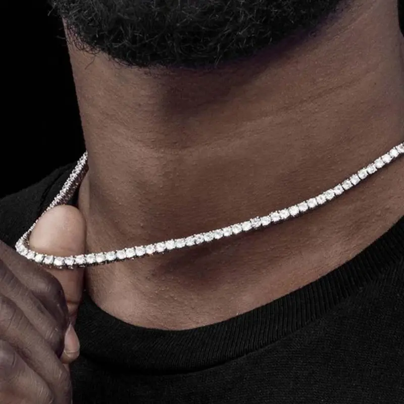 Unisex Street Trend Rhinestone Decor Chain Necklace, Trendy Hip Hop Exquisite Chain Necklace, Chic Iced out Jewelry for Party Decor, Cuban Link Chain, Iced Out Chains, Rhinestone Decorated Necklace