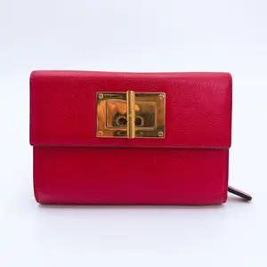 Pre-owned Tom Ford Leather Mini Bags Red Turnlock Natalia Continental Wallet