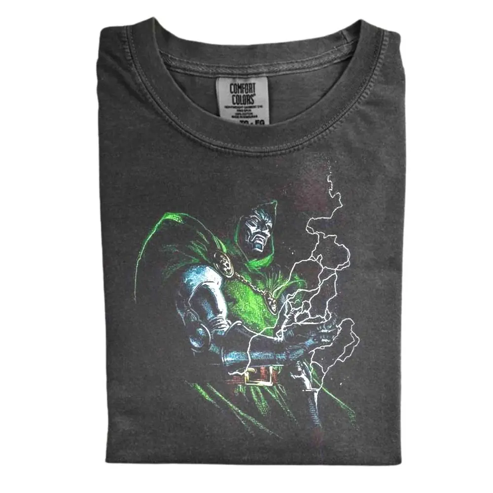 The Doom Comfort Color T-Shirt, Vintage Y2K Graphic Tee, Dark Fantasy Comic Shirt, Green Armor Character Tee, Retro Comic Book Fan Gift