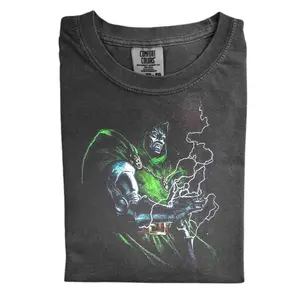 The Doctor Doom Comfort Color T-Shirt, Vintage Superhero Villain Graphic Tee, Dark Fantasy Comic Shirt, Green Armor Character Tee, Retro Comic Book Fan Gift
