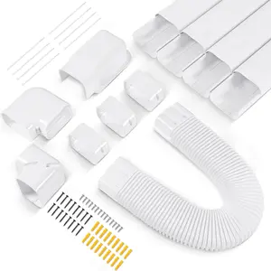 4"W 16.5Ft Decorative PVC Line Set Cover Kit for Mini Split Lineset Cover Kit for Air Conditioner & Heat Pump (White)
