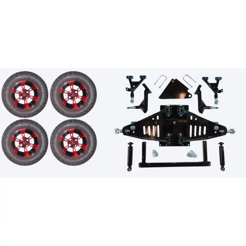 6" Lift Kit Combo with 12" Colossus Red for Yamaha Drive II Electric Golf Carts
