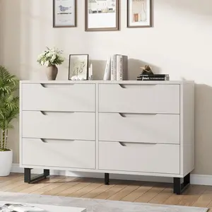 6 Dresser for Bedroom, 47.2" Wide Dresser, Freestanding Vertical Drawer Cabinet with Storage, Wooden Closet Storage Chest for Living Room, Hallway, Entryway, White