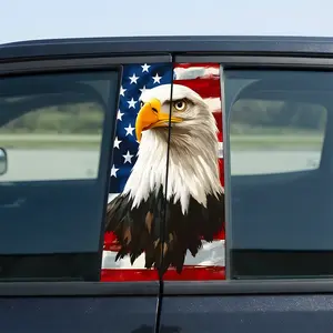 America Flag Eagle Carb-Pillar Sticker 9.84in x 19.69in Patriotic Design for Car Personalization Easy Apply & Remove