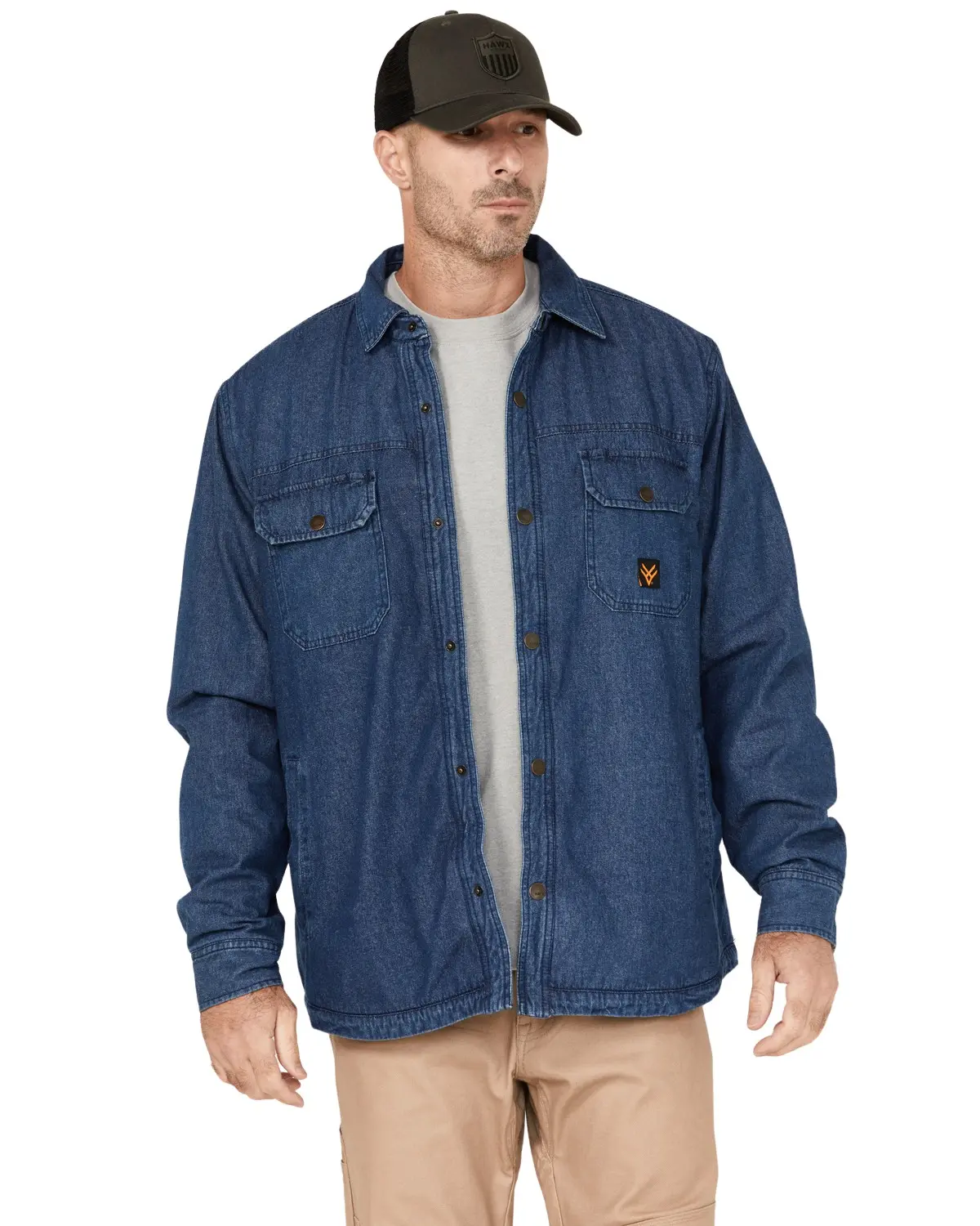 Hawx Men's Men'S Dark Wash Denim Lined Work Shirt Jacket - Hxfa23w05-Dkw
