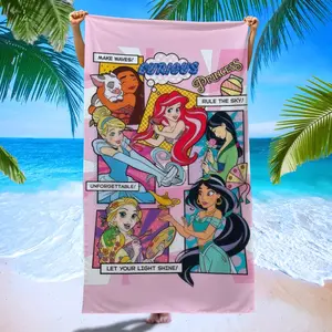 Princess Cartoon Beach Towel Set, Quick-Dry Microfiber Bath Towels, Ideal Gift for Pool Parties, Yoga, Summer Outdoor Activities