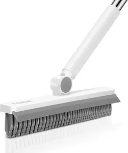 New Grout Cleaner Brush with Long Handle, V-Shaped Floor Scrub Brush Swivel Grout Brush Stiff Bristle Floor Grout Scrubber for Bathroom, Tile Line, Crevice, Kitchen, Wall, Deck, Garage, White Grey No Brand