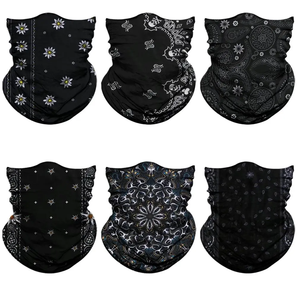 6-pcs unisex face mask, seamless multifunctional headscarf, sunscreen and dustproof, suitable for outdoor activities, sports, cycling and hiking, can be used as a face mask, scarf, headband, head accessory