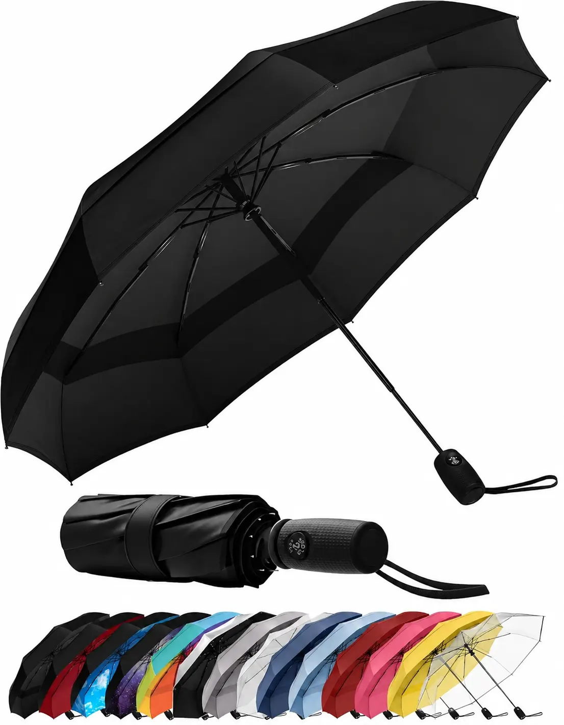 Repel Windproof Travel Umbrella - Compact & Withstands Winds up to 100MPH, Strongest Premium Auto Folding Umbrella for Rain and Sun - Durable, Light & Portable for Women & Men, Fits Backpacks & Cars
