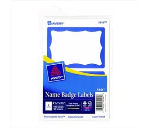 Avery 023506 Self-Adhesive Name Badge Label For Laser Or Inkjet Printers - 2.34 x 3.37 In. - Blue Border- Pack Of 100