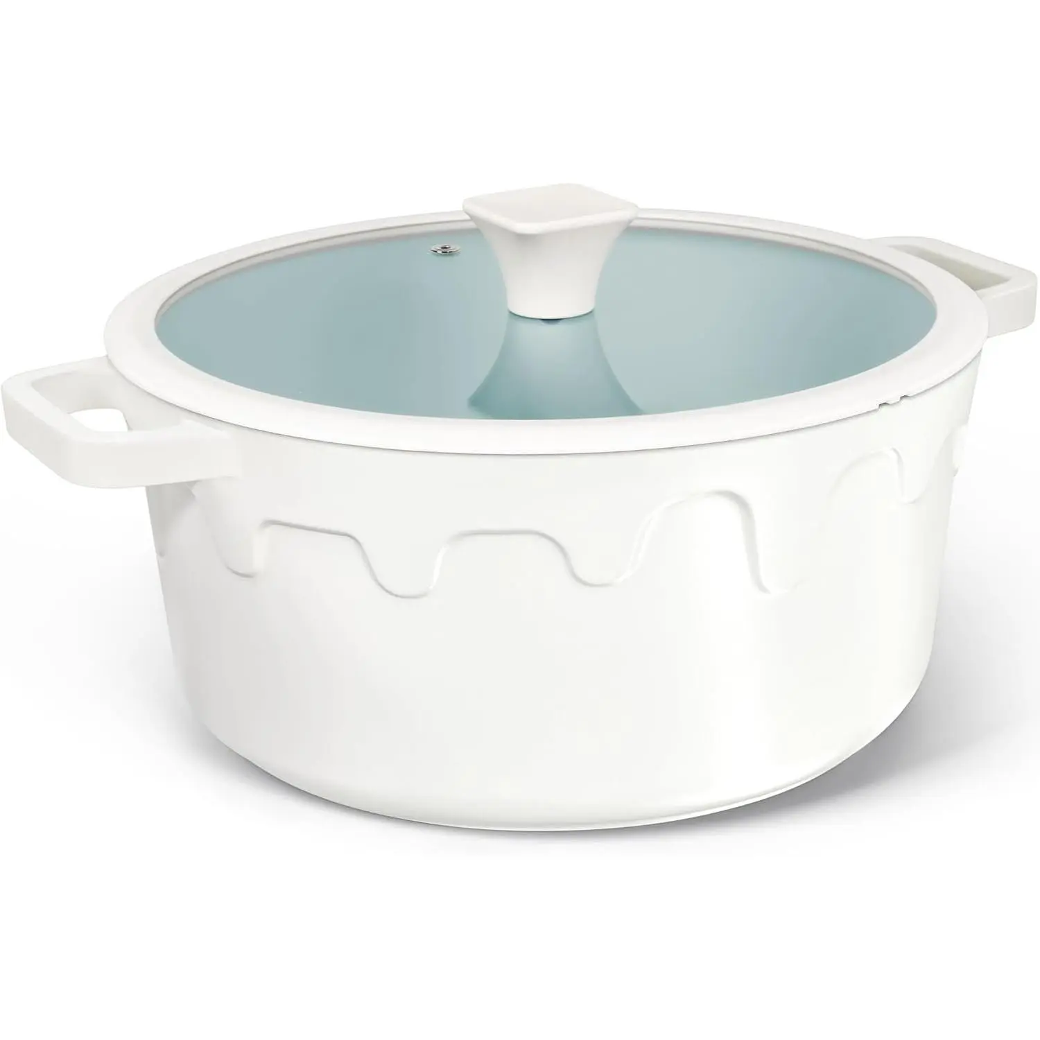 8-Quart Soup Pot with Lid - Nonstick Large Ceramic Stock Pot for Induction Cooktop, 8qt Non Stick Cooking Pots with  Handle Covers & Pot-Holder, Cream