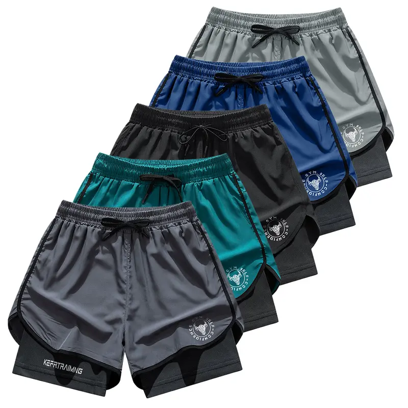 Men's 5-Pack Quick-Dry Casual Shorts - Loose Fit, Elastic Adjustable Drawstring Waistband, Lightweight Breathable Activewear for Summer Gym Training, Quick-Dry Men's Shorts