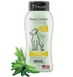 Wahl USA Shed Control Pet Shampoo for Dog Shedding & Dander – Lemongrass, Sage, Oatmeal, & Aloe for Healthy Coats & Skin – 24 Oz - Model 820005A