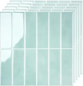 SELECT 5 Pack Peel and Stick Backsplash Tiles, 3D Wall Panels with Commercial-grade Adhesive, Extra Thick Water & Heat-resistant Stick-On Tile Backsplash for Kitchen, Bathroom, Laundry,12"x12” (Mint)