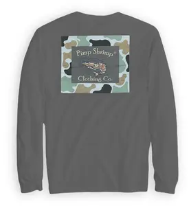 Charcoal Grey Camo-Back Long Sleeve T-Shirt