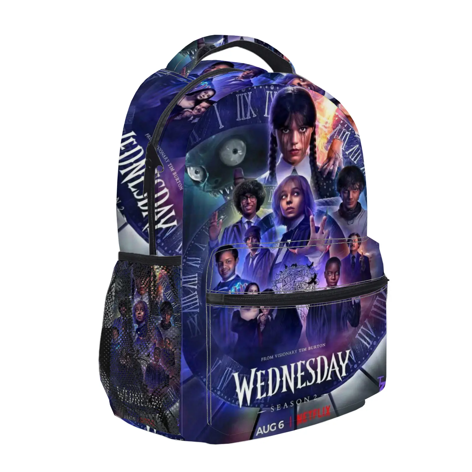 frozen Backpack for Girls, Y2K Fashion School Bag with Mesh Side Pockets, Aesthetic Cartoon Bookbag for Teens, Kids Lightweight Travel Daypack for Back to School b-265