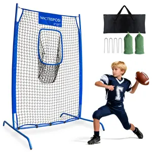 Football Throwing Net, Upgrade Heavy Duty Metal Frame Quarterback Training Equipment Throwing Machine with 1-4 Targets, Easy Setup Football Target Practice with CarryBag, Allweather Indoor Outdoor Use