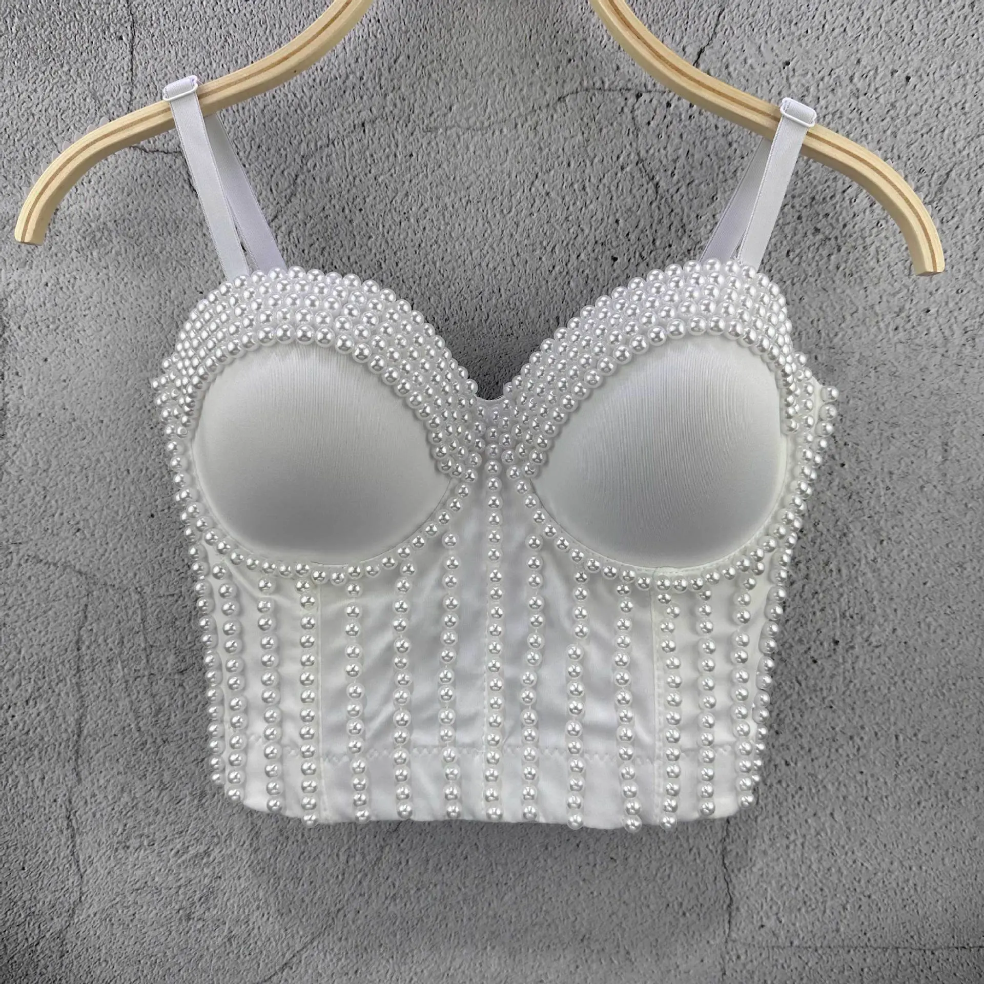 Tank Tops Short Handmade Stitched Beading Fishbone Bra Blusas Light Outwear Hot Corset Woman Clothing Sling Wedding Party Blind Date Stage Party Shaper Ladies Crop Shirt Tube Tops Outwear Nightclub Vest Sexy Clothes