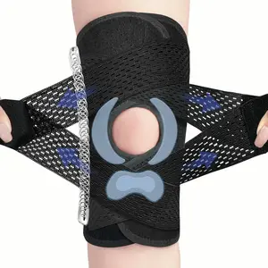 Knee Brace With 2 Side Stabilizers for Men Women, Compression Knee Support Sleeve With Air Mesh Fabric, Adjustable Knee Wrap for Sports, Running,Meniscus Tear, ACL, Arthritis Relief