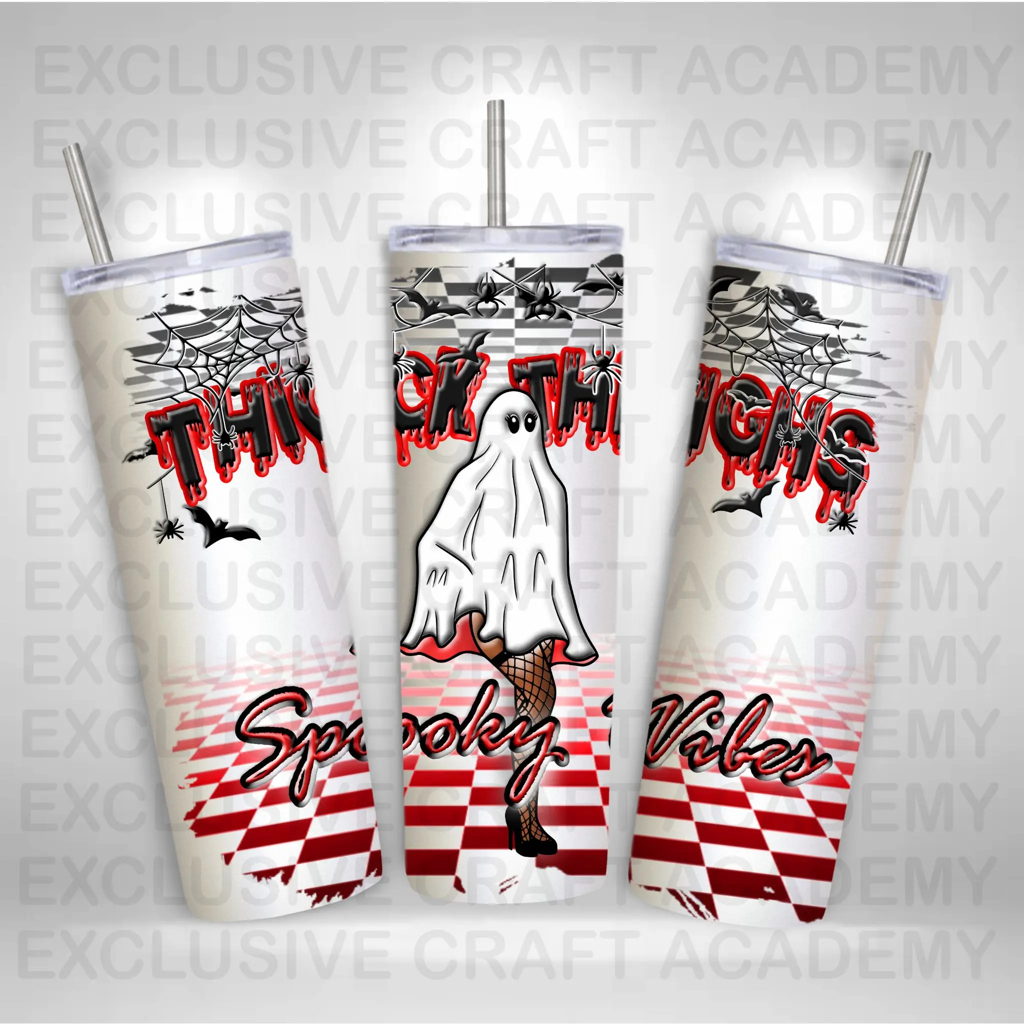 Thick Thighs and Spooky Vibes, Ready to Press Sublimation Tumbler Wrap Transfer