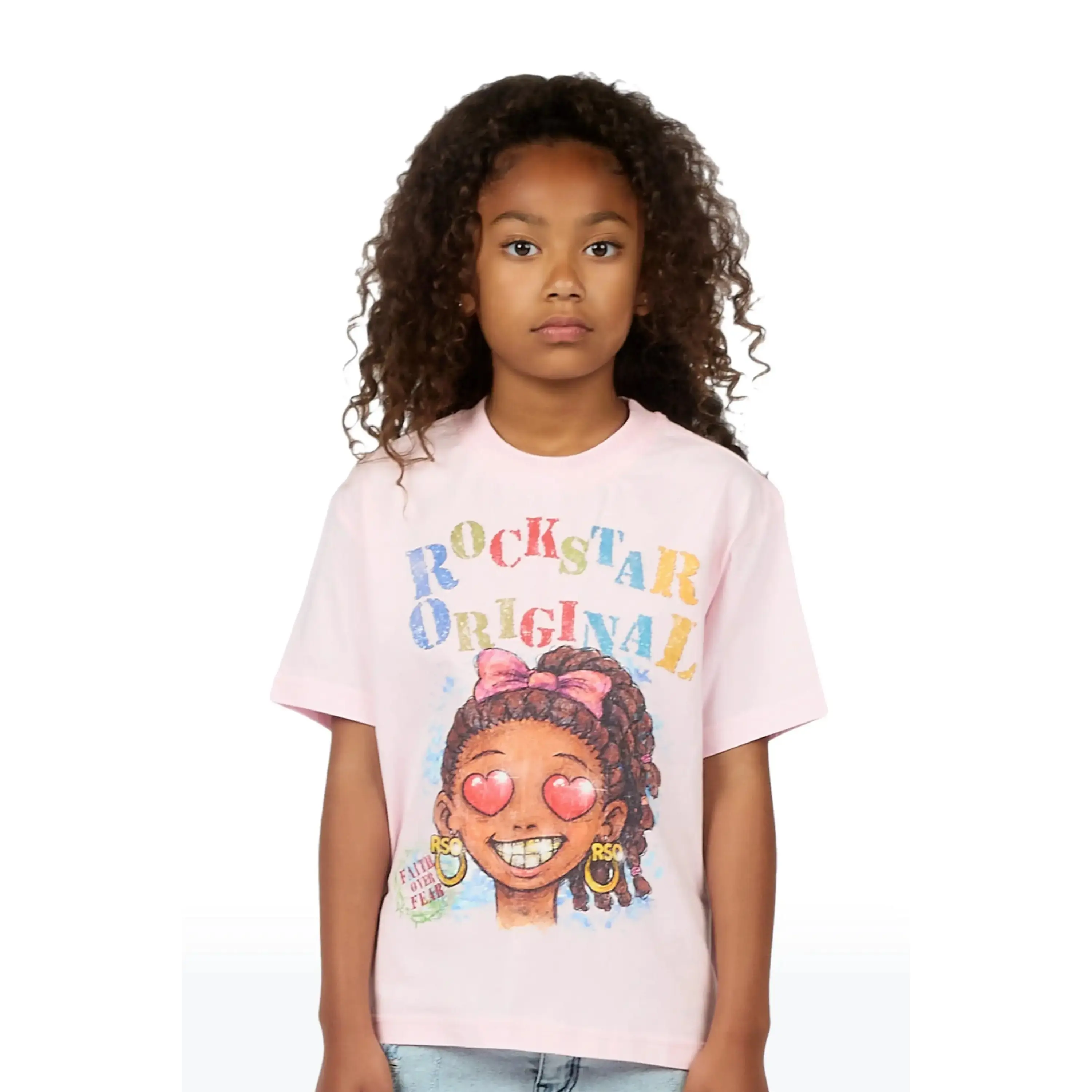 Girls Jaggy Light Pink Graphic T-Shirt