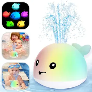 Whale Water Spray Toy, Bath Toys for Kids, Fun Bath Time, Light Up Pool Fountain Toy, Sprinkler, Christmas Birthday Gifts For Baby Toddler Kids Bath Toy, Electric Mini Whale Water Toy with Colorful Lights, Requires 3 Aaa Batteries Not Included