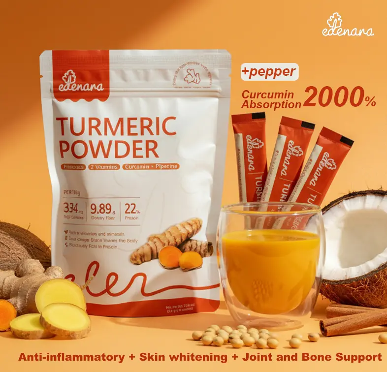 【FDA Approved】Edenara Turmeric Powder Organic - Tri-Synergy Formula With Black Pepper & Cinnamon For Anti-Inflammatory & Joint Comfort &Illuminating Skin