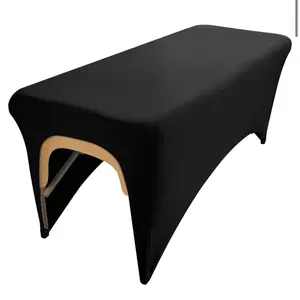 Black Lash Bed Cover Massage Table Cover Protector with Cut-Out for Leg Room, Stretch Rectangular Table Cover for 6FT Eyelash Extension Bed/Spa Bed/Message Bed(Strong Elasticity