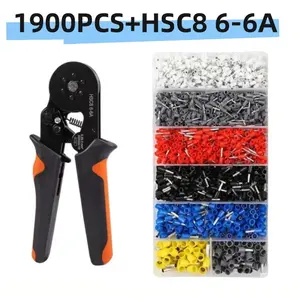Ferrule Crimping Tool Kit with 1900pcs Wire Connectors, Insulated Wire Crimp Terminals, AWG23-7 Self-adjustable Ratchet Wire Crimper Plier Set HSC8 6-6A, DIY Tools