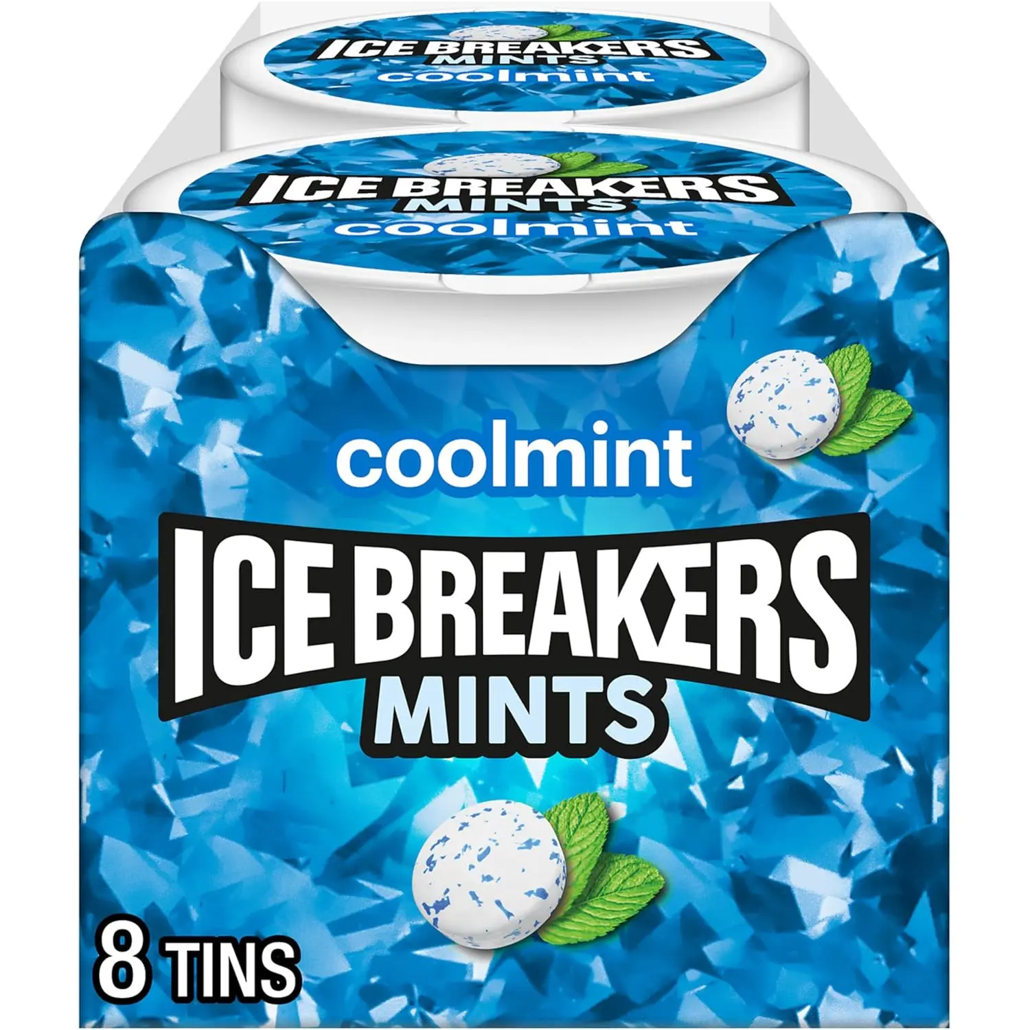 ICE BREAKERS Coolmint Sugar-Free Candy, 1.5 oz Tins (8 Count) - Hershey Everyday On-the-Go Snack, 1.02 lbs
