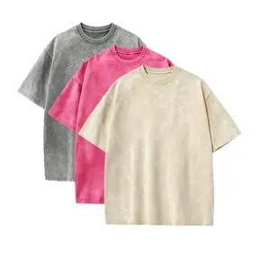 Vintage Acid Wash Oversized Baggy Tees 3-Pack, Unisex Heavy Cotton Gym Casual Wear