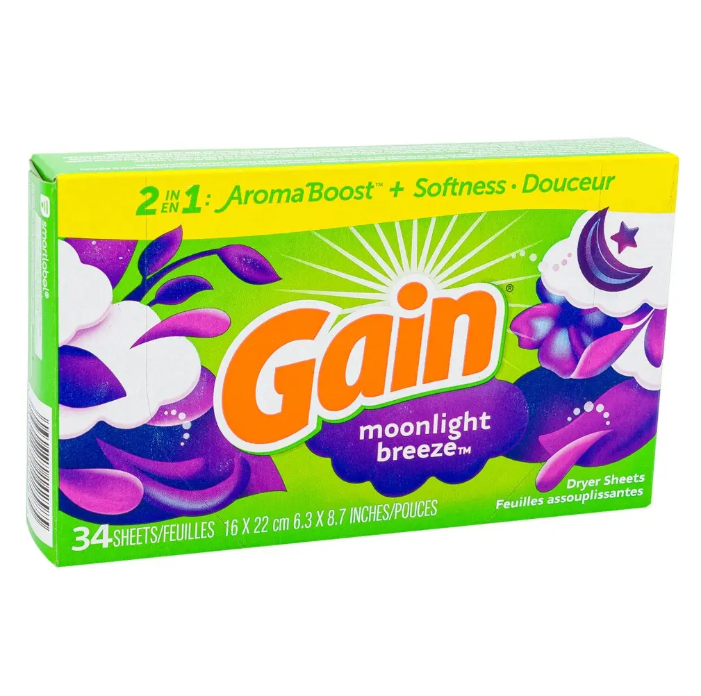 Gain Moonlight Breeze Dryer Sheets - 34 Count, Clothing Care Sheet for Fresh Garments, Convenient and Practical Accessory to Enhance Your Laundry Routine, Subtle Aroma